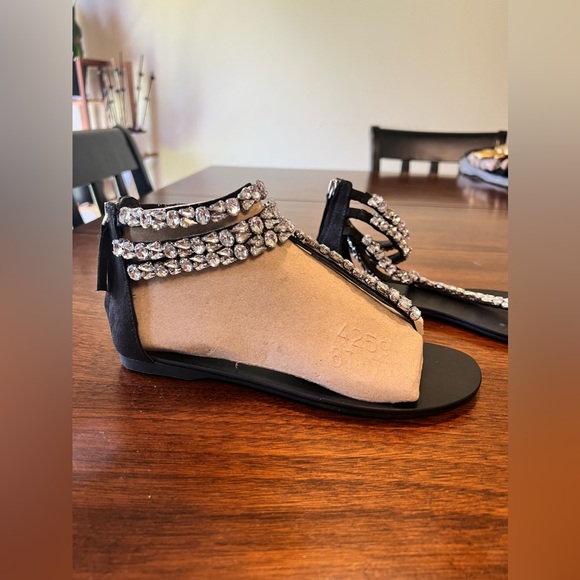 Black Sandals with Rhinestones size 6 1/2 - Picture 4 of 8